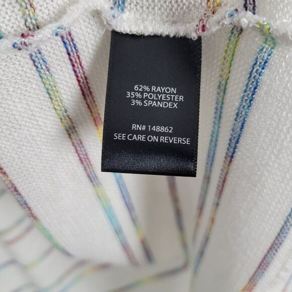Torrid Cardigan Dolman Sleeve Long Open Front White Rainbow Multi Stripe Size 0X - Picture 11 of 13